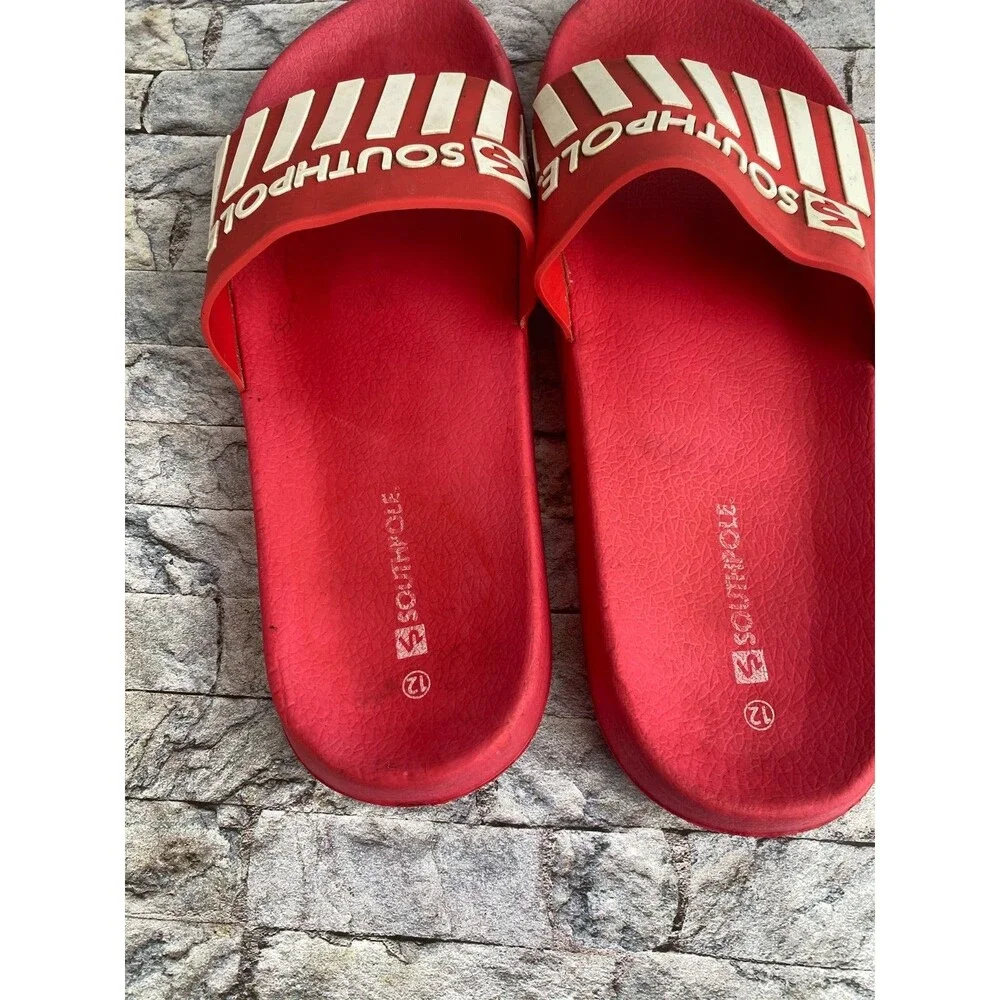 Southpole Men's Size 12 Red & White Slides Slip On Sandals Comfort Sandals